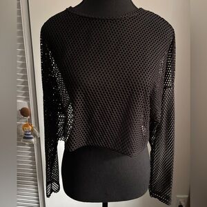 Stylish Black Mesh Women's Blouse